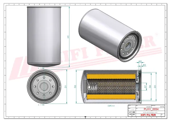 Rysunek wymiarowy Filtr hydrauliczny SH 60153