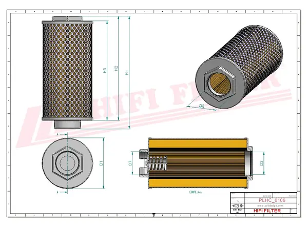 Rysunek wymiarowy Filtr hydrauliczny SH 60166