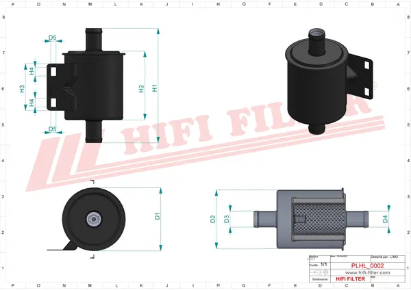 Rysunek wymiarowy Filtr hydrauliczny SH 60279