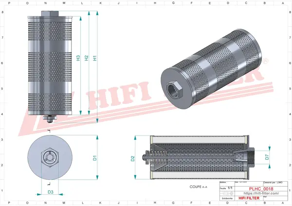 Rysunek wymiarowy Filtr hydrauliczny SH 60304