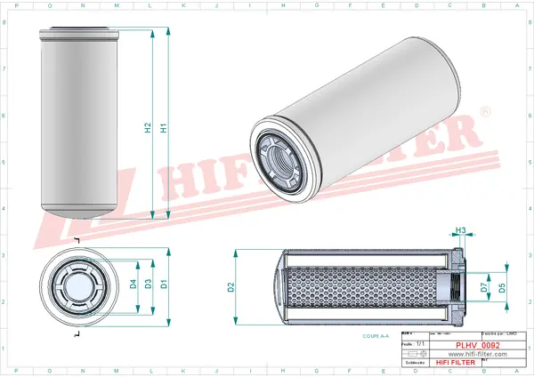 Rysunek wymiarowy Filtr hydrauliczny SH 60367