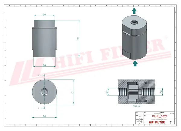 Rysunek wymiarowy Filtr hydrauliczny SH 60507