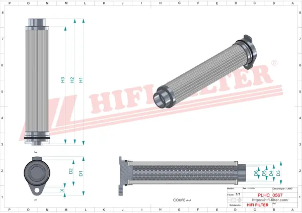 Rysunek wymiarowy Filtr hydrauliczny SH 60551