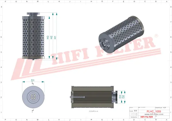 Rysunek wymiarowy Filtr hydrauliczny SH 60772