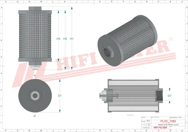 Rysunek wymiarowy Filtr hydrauliczny SH 60845