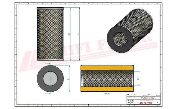 Rysunek wymiarowy Filtr hydrauliczny SH 61028