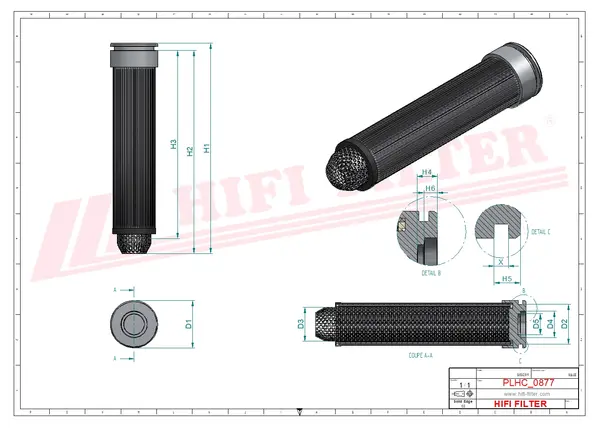 Rysunek wymiarowy Filtr hydrauliczny SH 61317