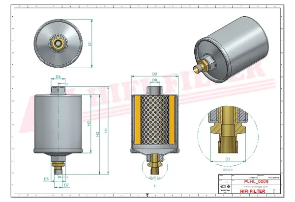 Rysunek wymiarowy Filtr hydrauliczny SH 62003
