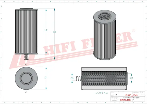 Rysunek wymiarowy Filtr hydrauliczny SH 62019