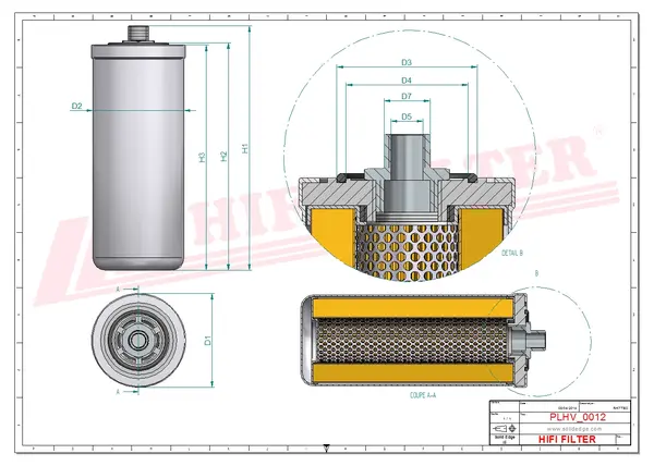 Rysunek wymiarowy Filtr hydrauliczny SH 62023