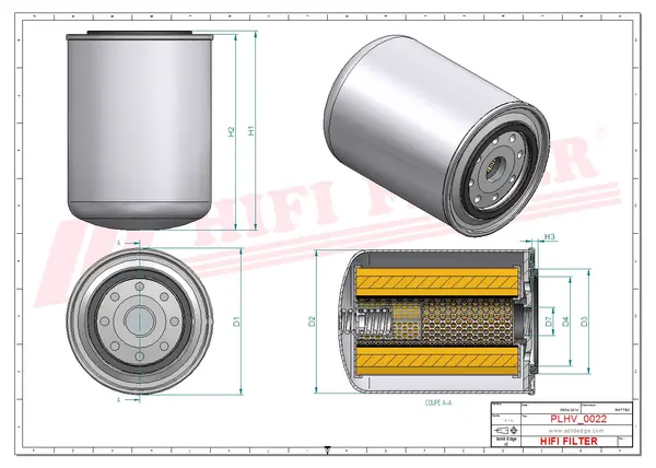 Rysunek wymiarowy Filtr hydrauliczny SH 62027