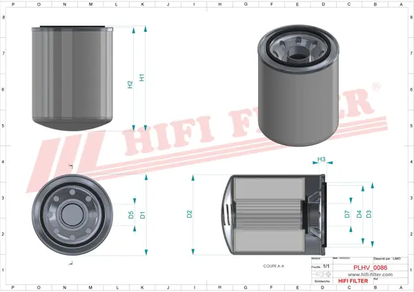 Rysunek wymiarowy Filtr hydrauliczny SH 62095