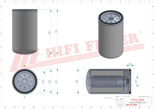 Rysunek wymiarowy Filtr hydrauliczny SH 62142