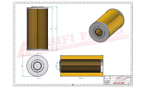 Rysunek wymiarowy Filtr hydrauliczny SH 62167