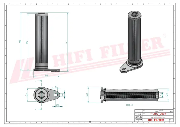 Rysunek wymiarowy Filtr hydrauliczny SH 62399