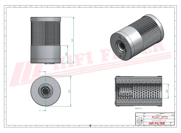 Rysunek wymiarowy Filtr hydrauliczny SH 62448