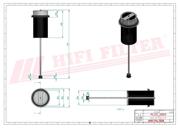 Rysunek wymiarowy Filtr hydrauliczny SH 62477
