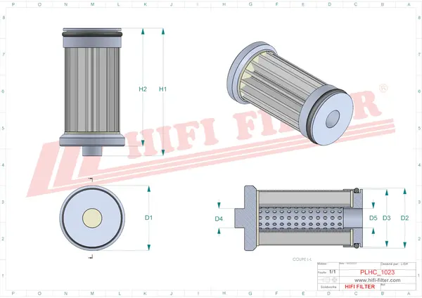 Rysunek wymiarowy Filtr hydrauliczny SH 62489