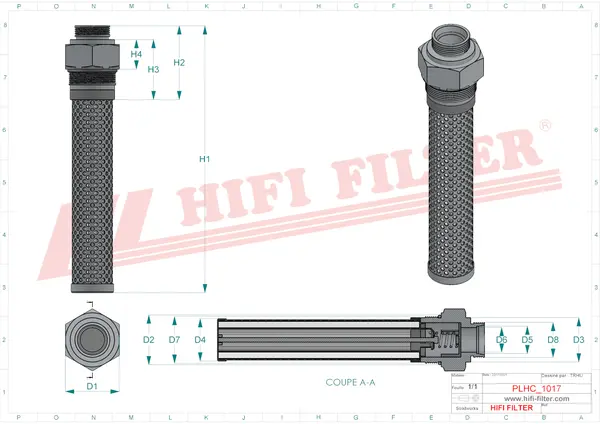 Rysunek wymiarowy Filtr hydrauliczny SH 62504