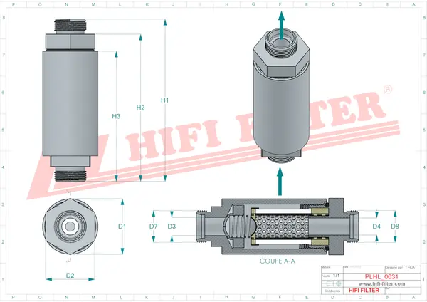 Rysunek wymiarowy Filtr hydrauliczny SH 62530