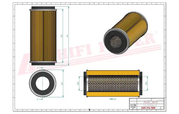 Rysunek wymiarowy Filtr hydrauliczny SH 62845