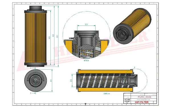 Rysunek wymiarowy Filtr hydrauliczny SH 63029