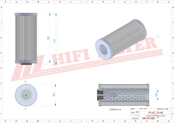 Rysunek wymiarowy Filtr hydrauliczny SH 65006
