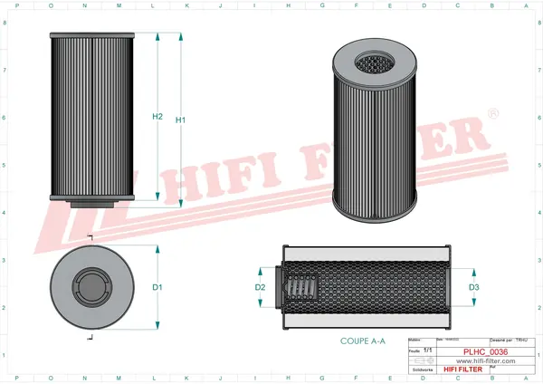 Rysunek wymiarowy Filtr hydrauliczny SH 65425