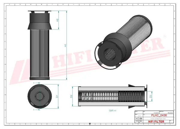Rysunek wymiarowy Filtr hydrauliczny SH 66173