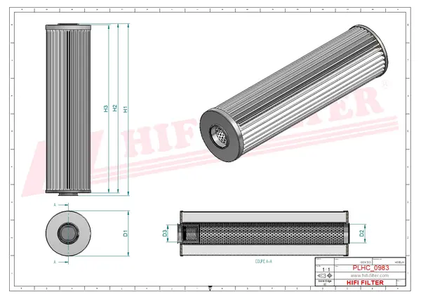 Rysunek wymiarowy Filtr hydrauliczny SH 66175