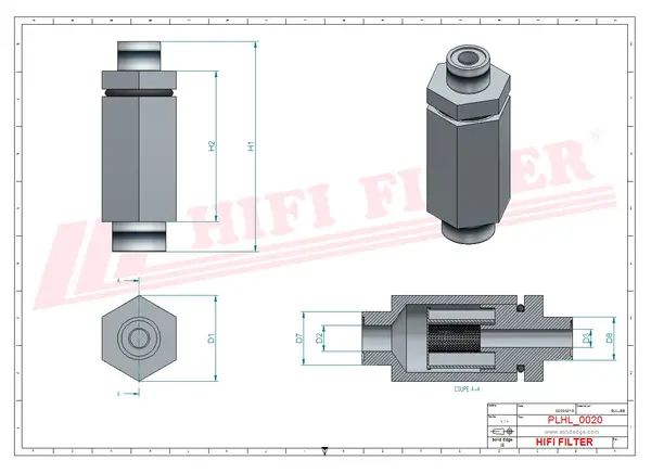 Rysunek wymiarowy Filtr hydrauliczny SH 66190