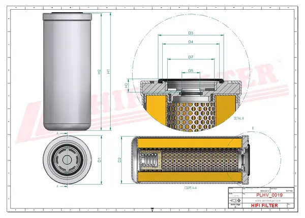 Rysunek wymiarowy Filtr hydrauliczny SH 66201