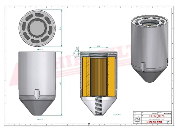 Rysunek wymiarowy Filtr hydrauliczny SH 66205