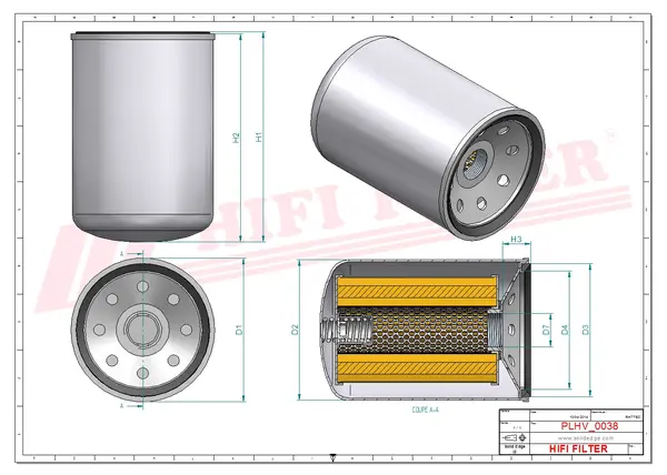 Rysunek wymiarowy Filtr hydrauliczny SH 66218