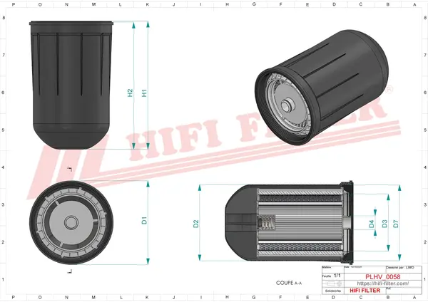 Rysunek wymiarowy Filtr hydrauliczny SH 66239