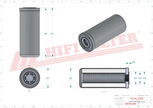 Rysunek wymiarowy Filtr hydrauliczny SH 66348