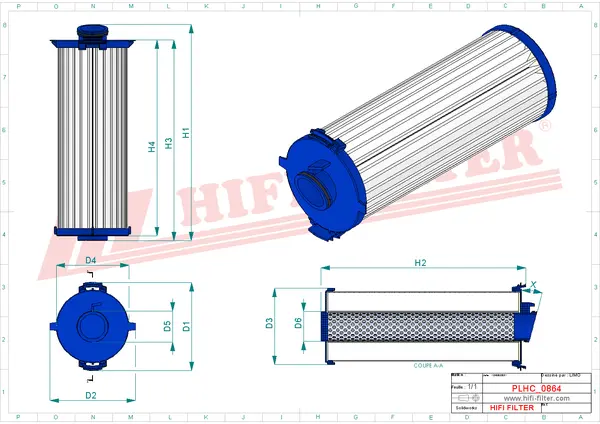Rysunek wymiarowy Filtr hydrauliczny SH 66353