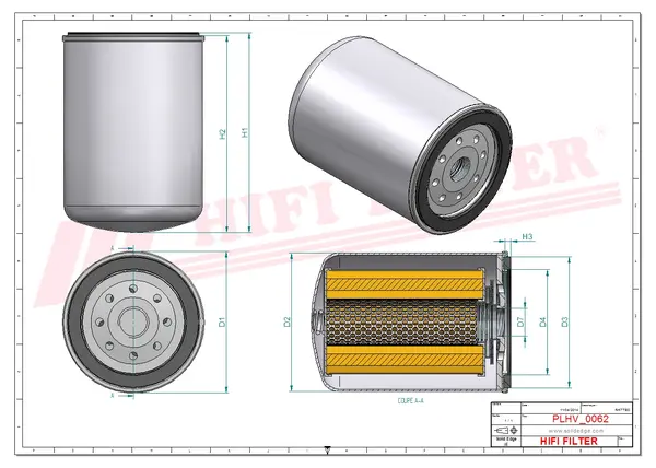 Rysunek wymiarowy Filtr hydrauliczny SH 70008