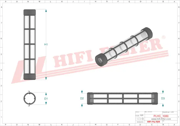 Rysunek wymiarowy Filtr hydrauliczny SH 70361