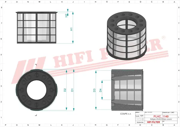 Rysunek wymiarowy Filtr hydrauliczny SH 70366