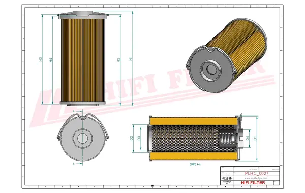 Rysunek wymiarowy Filtr hydrauliczny SH 74142