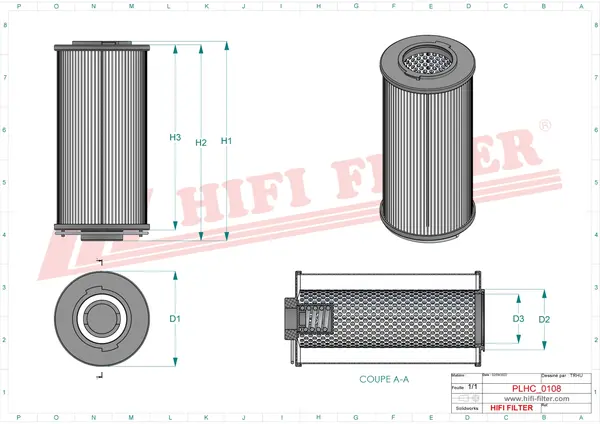 Rysunek wymiarowy Filtr hydrauliczny SH 74189