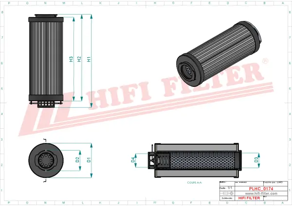 Rysunek wymiarowy Filtr hydrauliczny SH 74228 SP