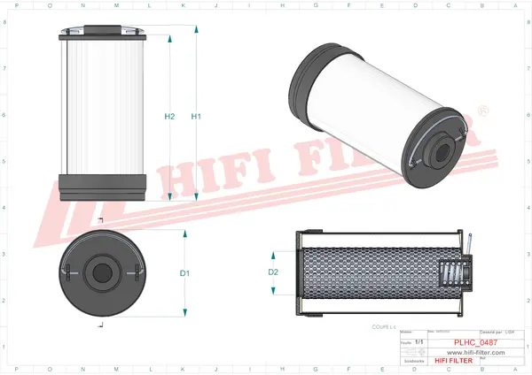 Rysunek wymiarowy Filtr hydrauliczny SH 74350 SP