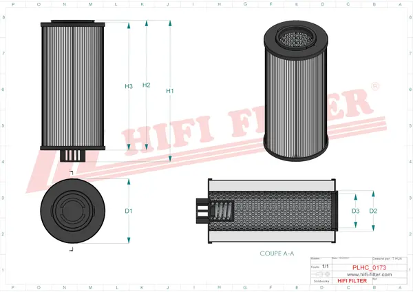 Rysunek wymiarowy Filtr hydrauliczny SH 74418 V