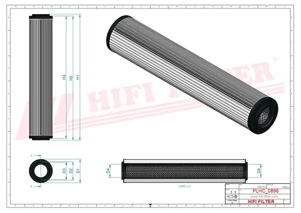 Rysunek wymiarowy Filtr hydrauliczny SH 74557 SP