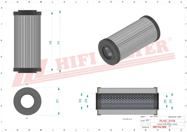 Rysunek wymiarowy Filtr hydrauliczny SH 74581 SP