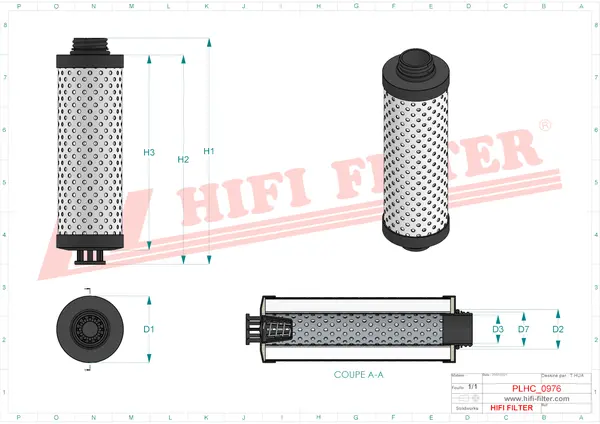Rysunek wymiarowy Filtr hydrauliczny SH 74615 NCO