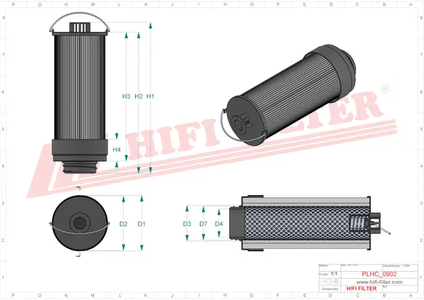 Rysunek wymiarowy Filtr hydrauliczny SH 74633 NCO
