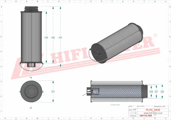 Rysunek wymiarowy Filtr hydrauliczny SH 74664